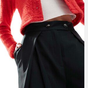 🖤 ASOS DESIGN Folded Front Wide-Leg Pants – Black, Size US 6 (Worn Once)